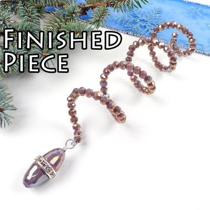 KIT Sparkling glass holiday suncatcher ornament, helix shape, purple sun catcher decoration, designer Irina Miech