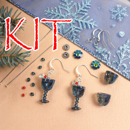 Kit Cocktail Earrings, Blue Lagoon, Holiday earrings, Christmas Earrings, New Years Earrings, Irina Miech
