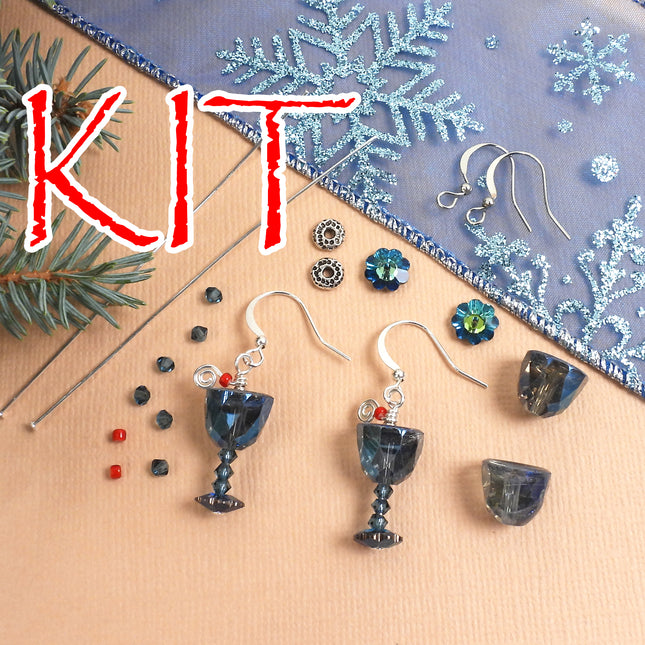 Kit Cocktail Earrings, Blue Lagoon, Holiday earrings, Christmas Earrings, New Years Earrings, Irina Miech