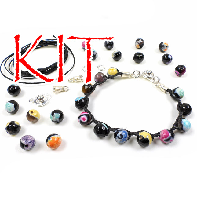 KIT Braided Gems Bracelet Kit, knotted gemstone bracelet, DIY bracelet kit, kaleidoscope, designer Irina Miech