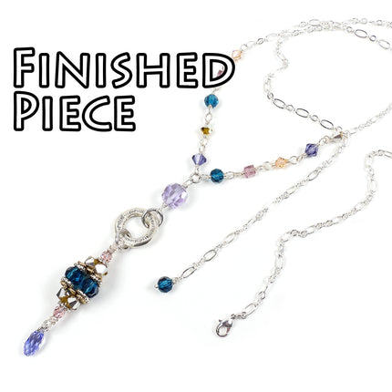 KIT Crystal Beaded Bead Necklace, Spring Jewels, multi color, silver and antique brass tones, adjustable clasp, designer Irina Miech