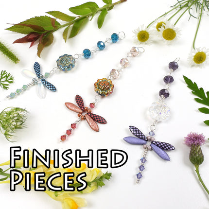 KIT Whimsical Dragonfly Suncatcher ornament, dragonfly, sun catcher decoration, Jeweled Wings colorway, Swarovski crystal beads, designer Irina Miech