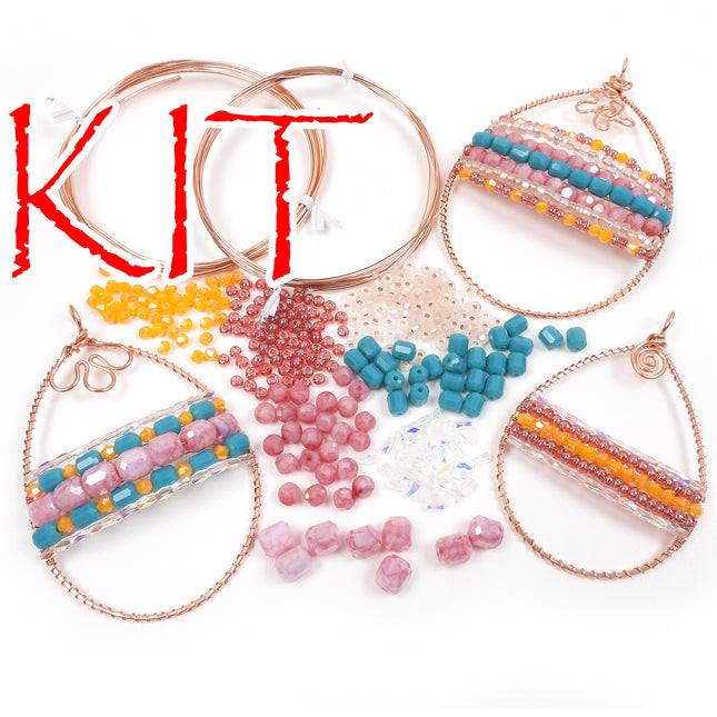KIT Whimsical Easter egg suncatcher ornaments, copper wire and colorful glass beads, creative wirework, DIY sun catchers, designer Irina Miech