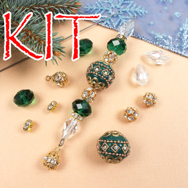 KIT Evergreen Bling Icicle ornament, Christmas tree ornament, designer Irina Miech