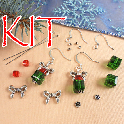 Kit Festive Gift Earrings, Holiday earrings, Traditional Christmas colors, red and green, Irina Miech