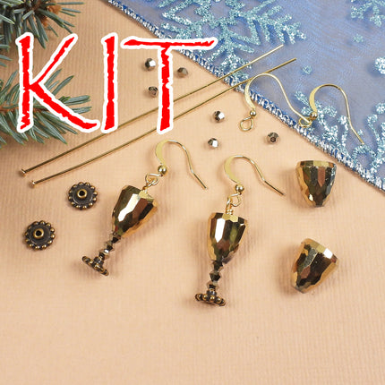 Kit Cocktail Earrings, Gold Royale, Holiday earrings, Christmas Earrings, New Years Earrings, Irina Miech