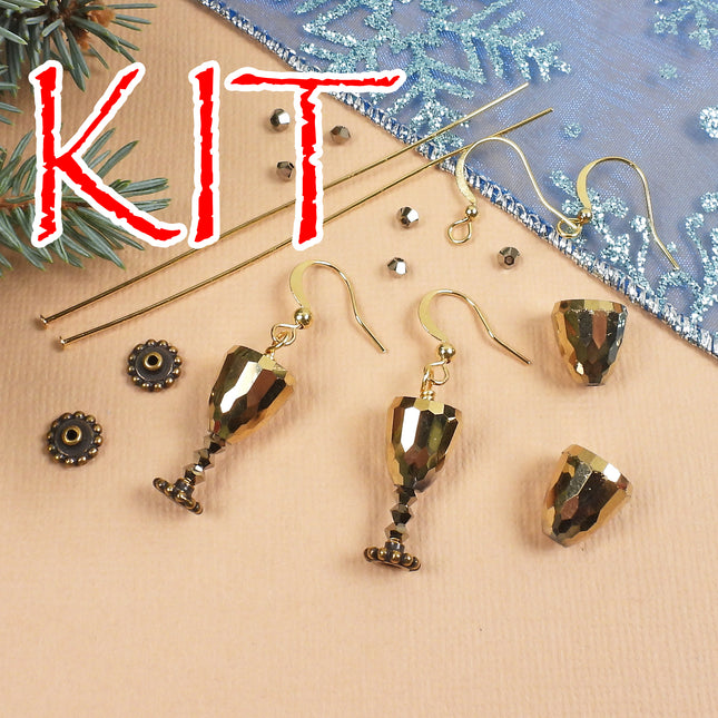 Kit Cocktail Earrings, Gold Royale, Holiday earrings, Christmas Earrings, New Years Earrings, Irina Miech