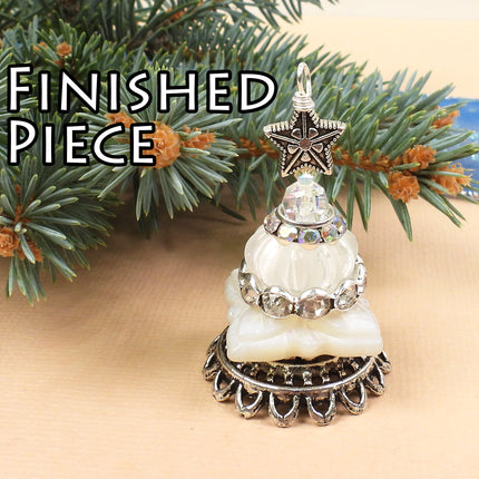 KIT Christmas Tree Ornament, Christmas tree pendant, Let it Snow colorway, designer Irina Miech