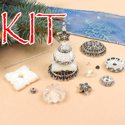 KIT Christmas Tree Ornament, Christmas tree pendant, Let it Snow colorway, designer Irina Miech