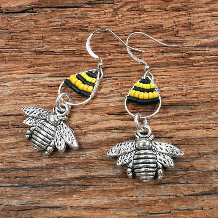 KIT Pollinator Earrings, buzzy bee, bumblebee, wirework, honey bee, DIY earrings kit, designer Irina Miech