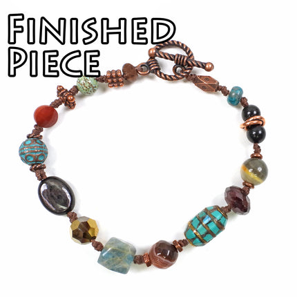 KIT Road Knot Taken bracelet, moody turquoise, southwest colors, antique brass tone, toggle clasp