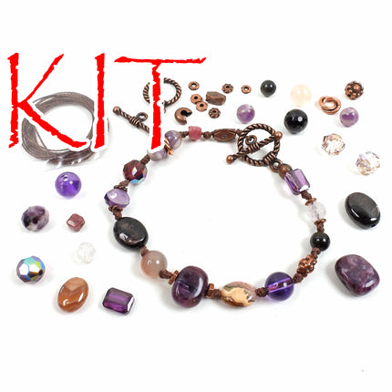 KIT Road Knot Taken bracelet, stormy purple, purple colors, antique brass tone, toggle clasp