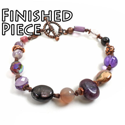 KIT Road Knot Taken bracelet, stormy purple, purple colors, antique brass tone, toggle clasp