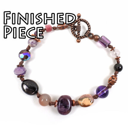 KIT Road Knot Taken bracelet, stormy purple, purple colors, antique brass tone, toggle clasp