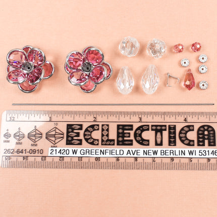 KIT Rose Icicle ornament, Swarovski rose flower Christmas tree ornament, designer Irina Miech