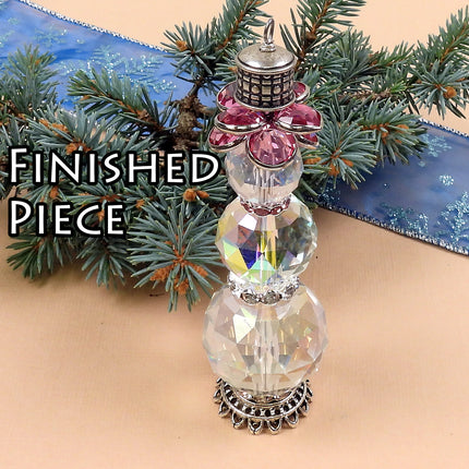 Kit Rose Snowman ornament, Swarovski crystal, fun holiday Christmas tree decoration