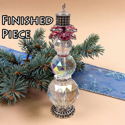 Kit Rose Snowman ornament, Swarovski crystal, fun holiday Christmas tree decoration
