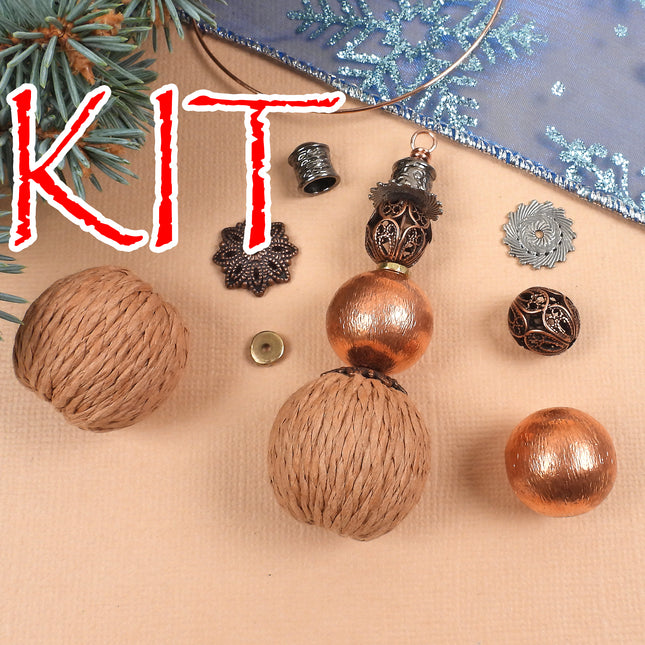 Kit Rustic Mixed Metals Snowman ornament pendant, fun holiday Christmas tree decoration