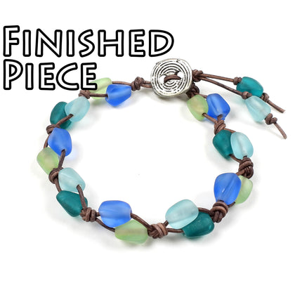 KIT Sanibel Island leather bracelet, beach glass colorway, beach bracelet, designed by Irina Miech