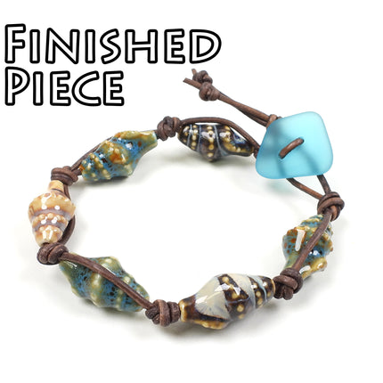 KIT Sanibel Island leather bracelet, Caribbean shells colorway, beach bracelet, designed by Irina Miech