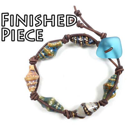 KIT Sanibel Island leather bracelet, Caribbean shells colorway, beach bracelet, designed by Irina Miech