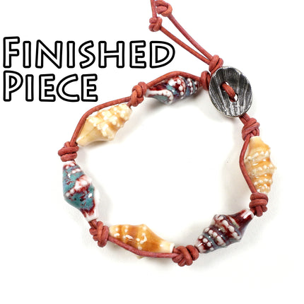 KIT Sanibel Island leather bracelet, Hawaiian shells colorway, beach bracelet, designed by Irina Miech