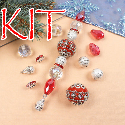 KIT Santa's Sleigh Bling Icicle ornament, Christmas tree ornament, designer Irina Miech