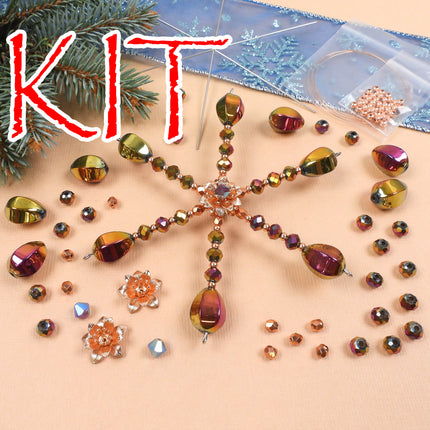 KIT Snowflake in Bloom ornament, Rose Gold Blush colorway, designer Irina Miech