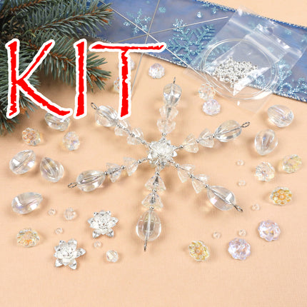 KIT Snowflake in bloom ornament, Silver and Ice colorway, designer Irina Miech