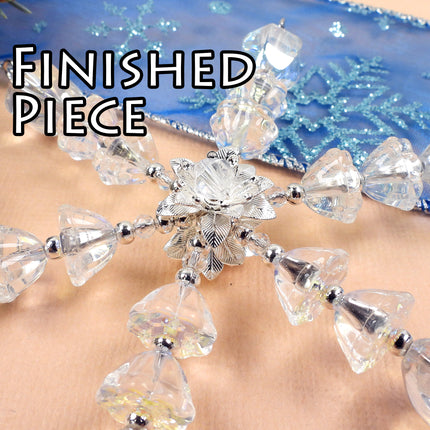 KIT Snowflake in bloom ornament, Silver and Ice colorway, designer Irina Miech