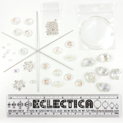 KIT Snowflake in bloom ornament, Silver and Ice colorway, designer Irina Miech