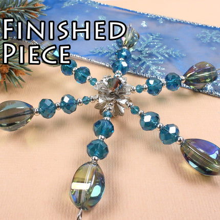 KIT Snowflake in Bloom ornament, Silver Teal colorway, designer Irina Miech