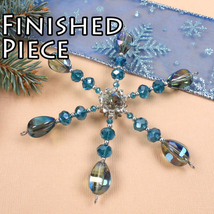 KIT Snowflake in Bloom ornament, Silver Teal colorway, designer Irina Miech