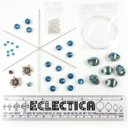 KIT Snowflake in Bloom ornament, Silver Teal colorway, designer Irina Miech