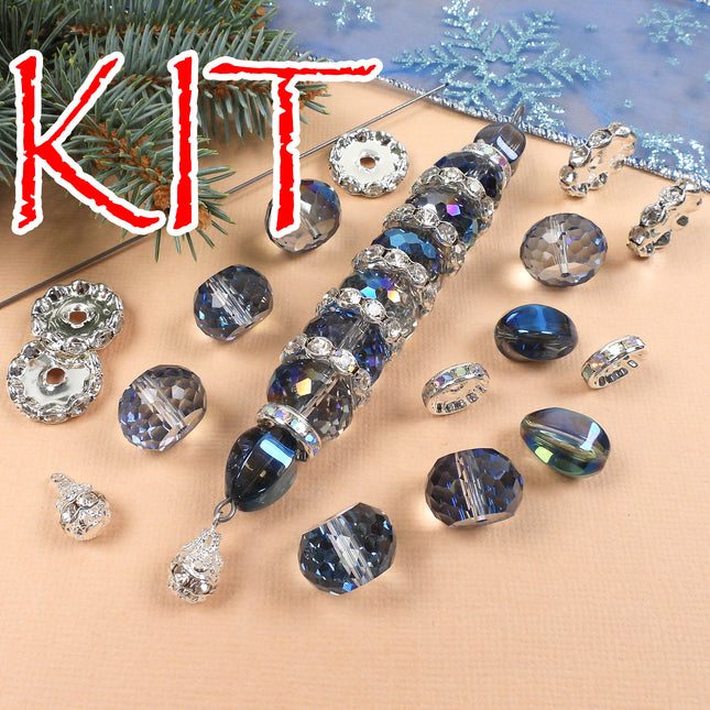 KIT Sparkly Wonderland Icicle ornament, Arctic Blue, Christmas tree ornament, designer Irina Miech