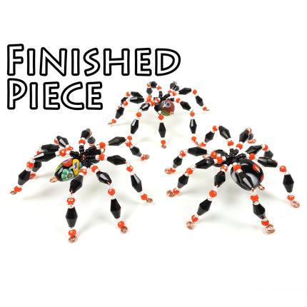 KIT Spooky Halloween Spiders, faceted glass beads, copper tone, ornament, decoration, Irina Miech