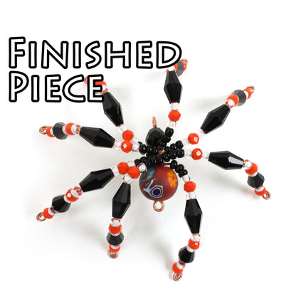 KIT Spooky Halloween Spiders, faceted glass beads, copper tone, ornament, decoration, Irina Miech