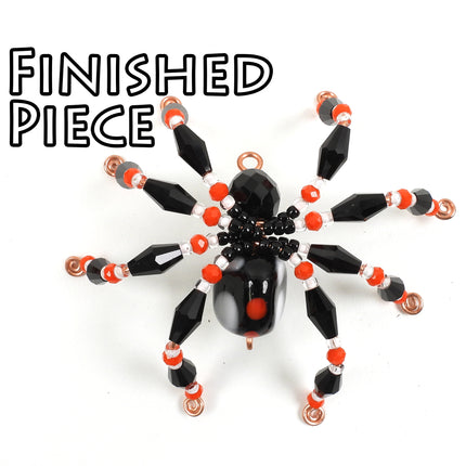 KIT Spooky Halloween Spiders, faceted glass beads, copper tone, ornament, decoration, Irina Miech