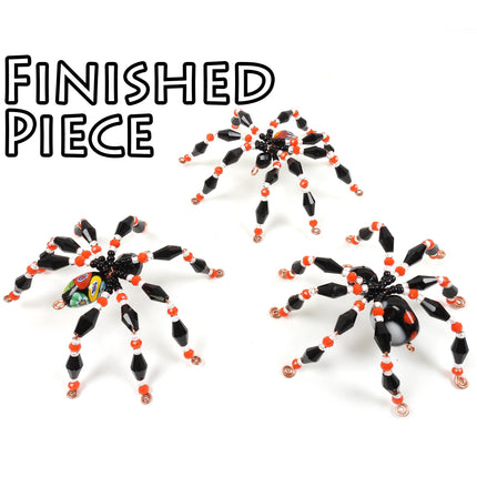 KIT Spooky Halloween Spiders, faceted glass beads, copper tone, ornament, decoration, Irina Miech