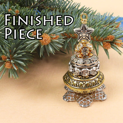 KIT Christmas Tree Ornament, Christmas tree pendant, Tinsel colorway, designer Irina Miech