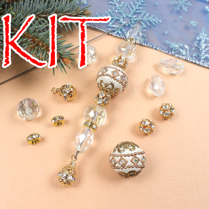 KIT White Christmas Bling Icicle ornament, Christmas tree ornament, designer Irina Miech