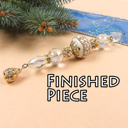 KIT White Christmas Bling Icicle ornament, Christmas tree ornament, designer Irina Miech