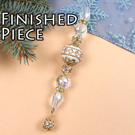 KIT White Christmas Bling Icicle ornament, Christmas tree ornament, designer Irina Miech