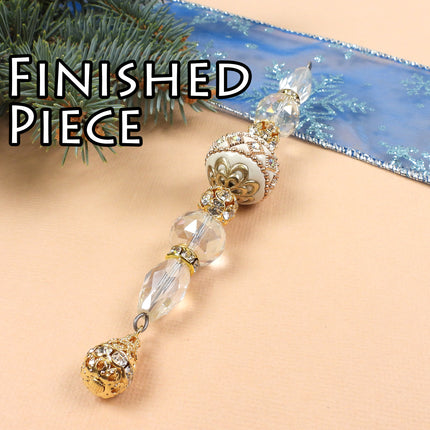 KIT White Christmas Bling Icicle ornament, Christmas tree ornament, designer Irina Miech