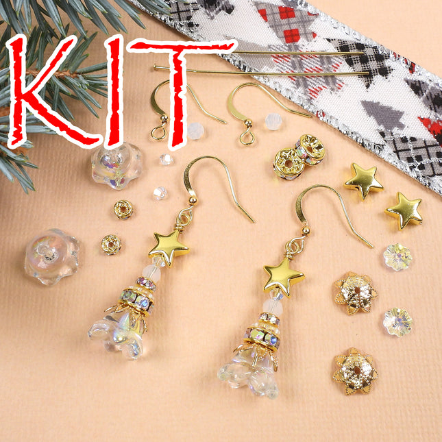 Kit Christmas Tree Earrings, Gilded White Christmas, Holiday earrings, Irina Miech