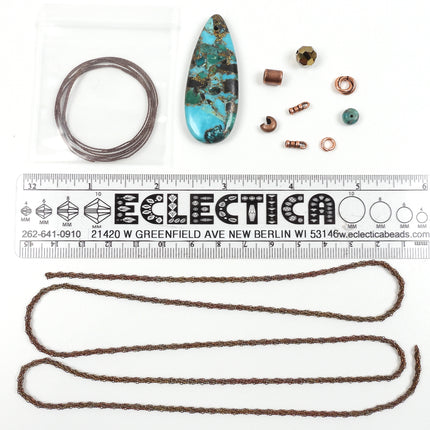 KIT Y Knot Lariat Necklace, moody turquoise, blue colors, antique brass tone, adjustable clasp, designer Irina Miech