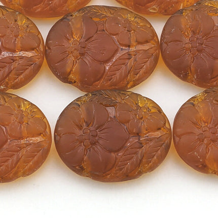 8 pcs Brown Two Hole Beads, Oval Matte Dark Topaz Glass, 20mm, closeout #F120-102M