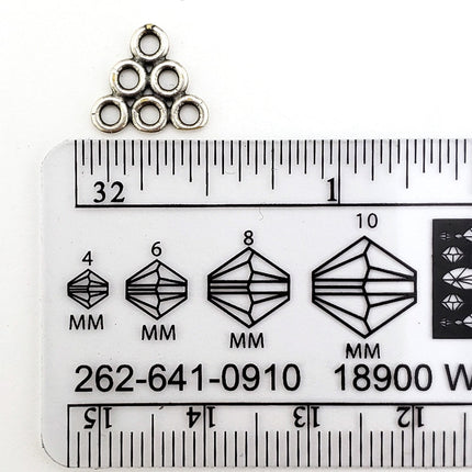 6 pcs filigree multihole loop components, antiqued silver plated brass, 6 loop flat triangular shape, Irina Miech, 10mm