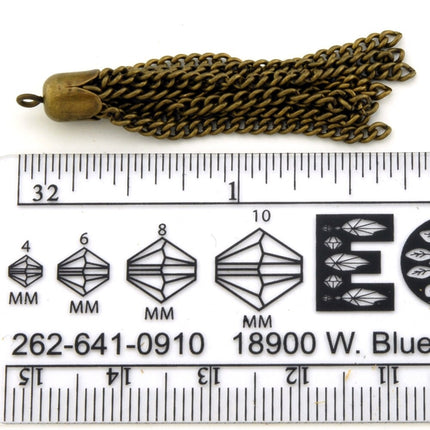 4 pcs small antique brass chain tassels, jewelry components, 1 3/4 inches long  Irina Miech