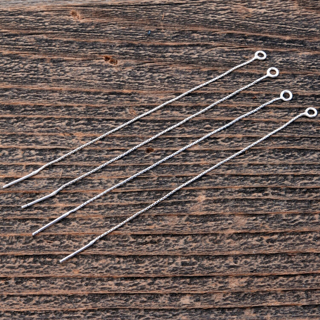 4 pcs sterling silver threader earrings with 4mm loop, 3 3/4 inches long, Irina Miech